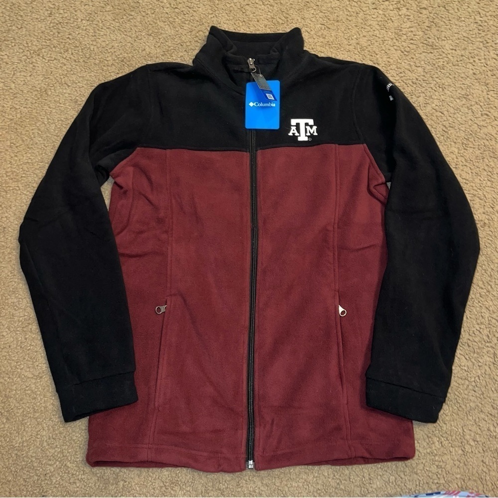 Columbia Texas A&M maroon & black zipper fleece jacket, BRAND NEW with Tags